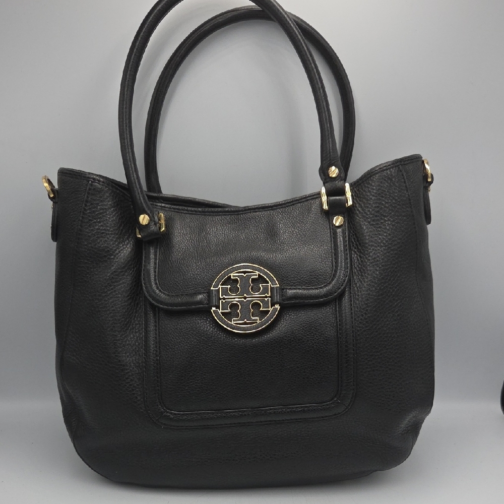 Tory Burch Black Pebbled Leather Shoulder Bag